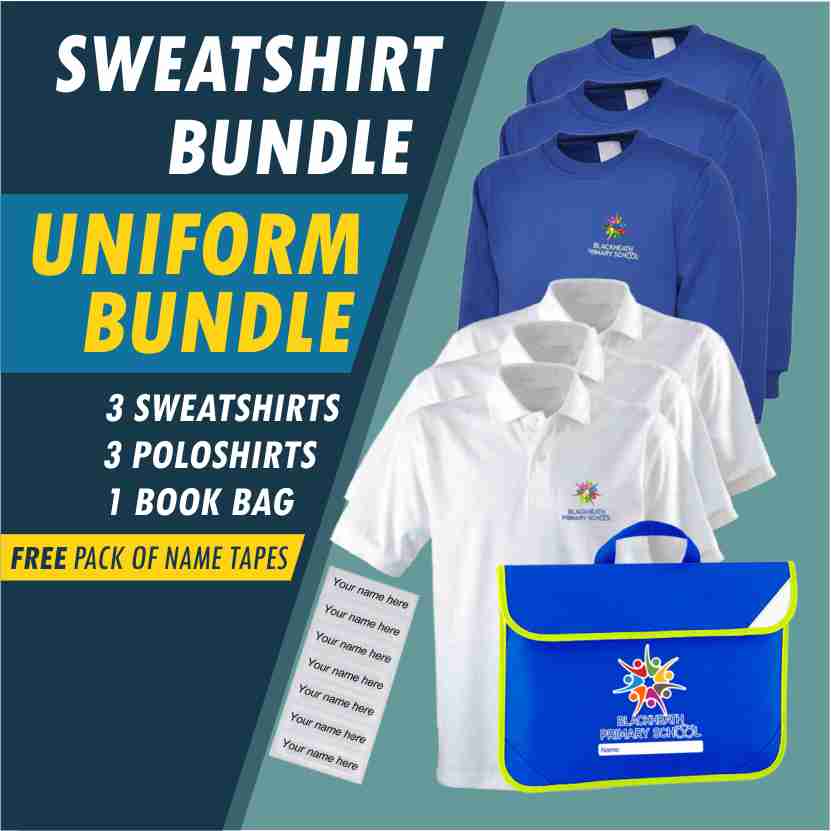 Bundle offer of 3 Sweatshirts plus 3 poloshrts and Book Bag! - Free Names Tapes included!
