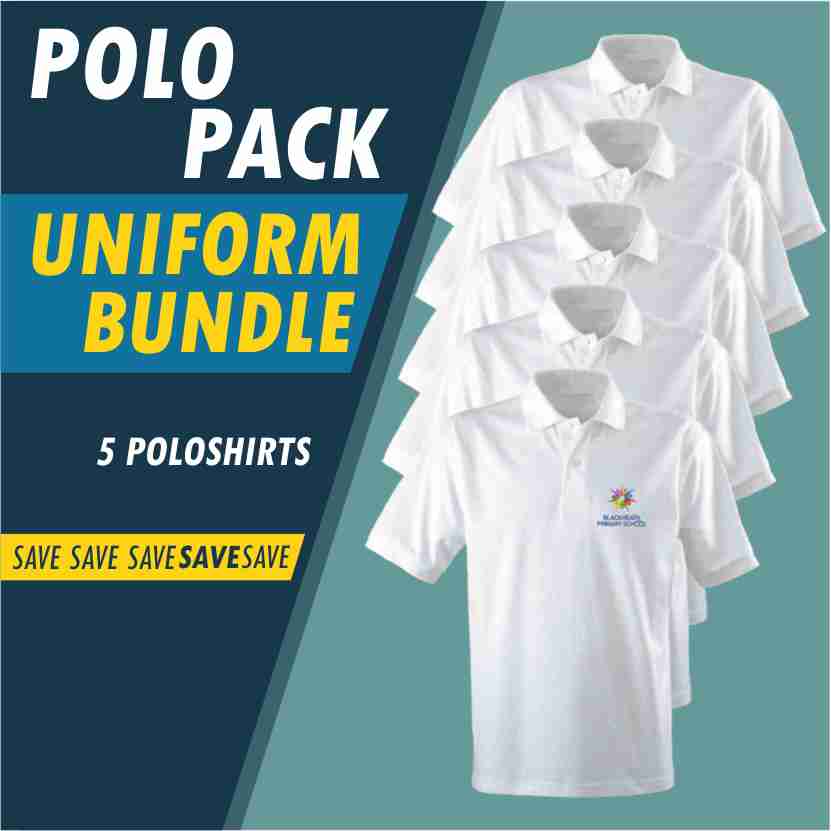 Pack of 5 Poloshirts, free name tapes
